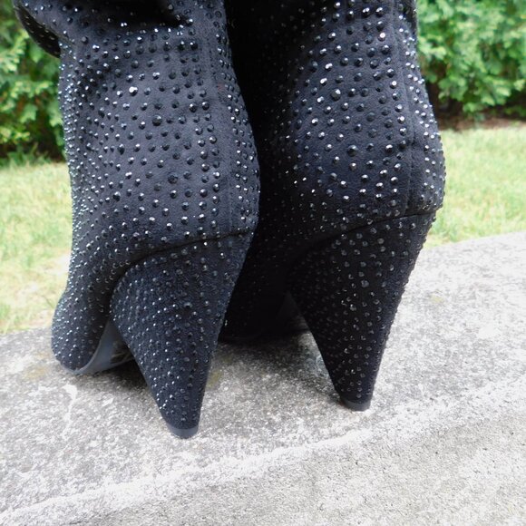Black Crystal Slouchy Boots Size 8.5 - Picture 5 of 7